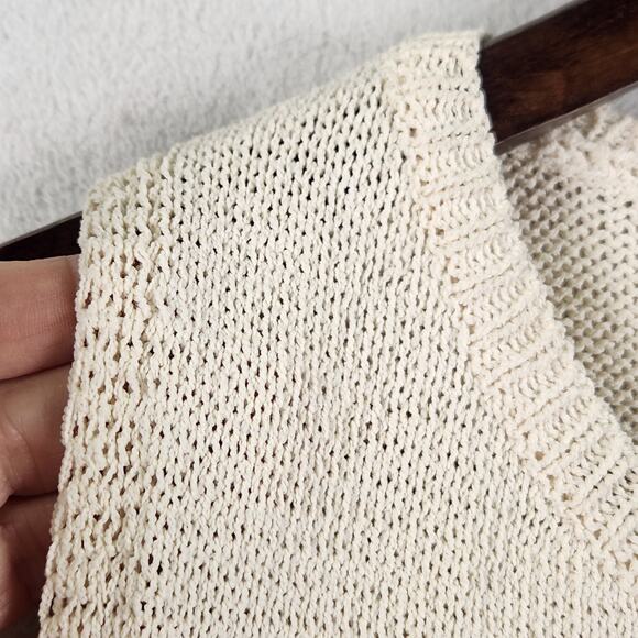 Unbranded Knit Sweater Vest Women S/M Cream Open-Knit Sleeveless Tank Top - Picture 2 of 10